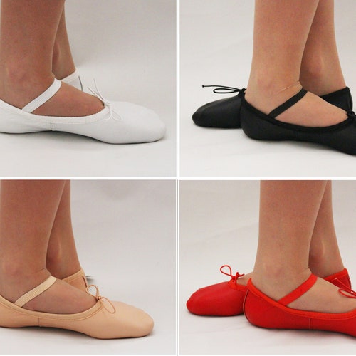 LEATHER Adult Ballet Shoes. Full Sole. Dance Gymnastics Yoga Etsy