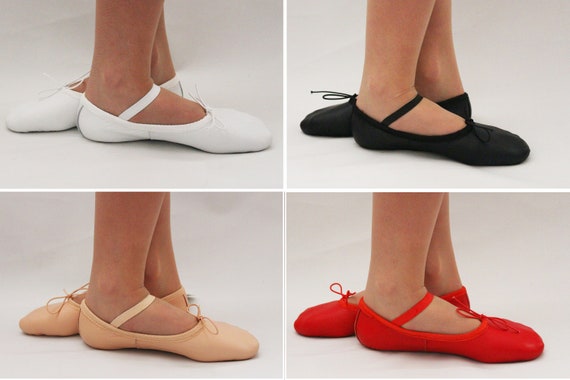 Kinderen Leren Balletschoenen. Volledige zool. Dans Gymnastiek - Etsy België