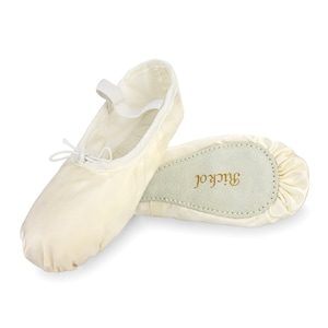 SATIN Adult Ballet Dance Shoes. Full Sole. Wedding Flower Girl Gymnastics Dance Slippers Ivory