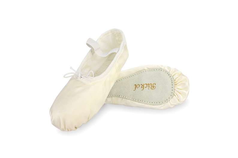 SATIN Adult Ballet Dance Shoes. Full Sole. Wedding Flower Girl Gymnastics Dance Slippers Ivory