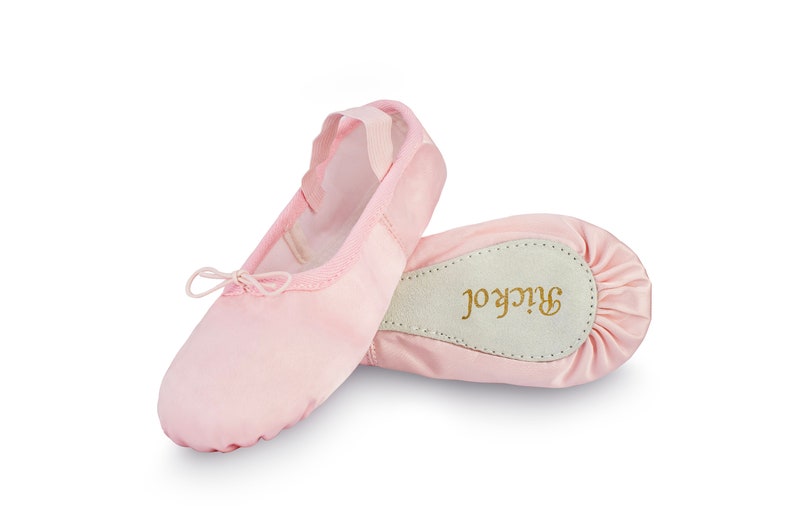 SATIN Adult Ballet Dance Shoes. Full Sole. Wedding Flower Girl Gymnastics Dance Slippers Pink