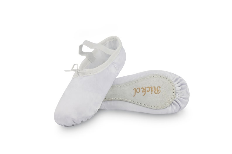 SATIN Adult Ballet Dance Shoes. Full Sole. Wedding Flower Girl Gymnastics Dance Slippers White