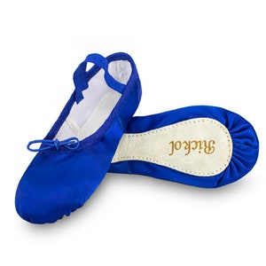 SATIN Adult Ballet Dance Shoes. Full Sole. Wedding Flower Girl Gymnastics Dance Slippers Royal Blue