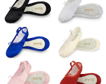 SATIN Kinderen Ballet Dansschoenen. Volledige zool. Bruiloft bloemenmeisje gymnastiek dans pantoffels