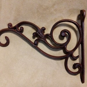 Scrollwork Plant Hanger Hook ~ rust cast iron ~ decorative home garden décor