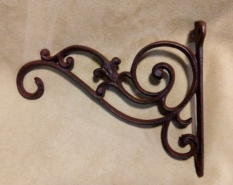Scrollwork Plant Hanger Hook ~ rust cast iron ~ decorative home garden décor