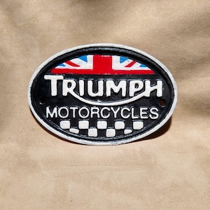 Triumph Motorcycles sign ~ cast iron wall plaque ~ motor sports memorabilia