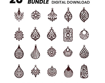Earring Laser Cut SVG Bundle: Jewelry Design Files (Digital Download)