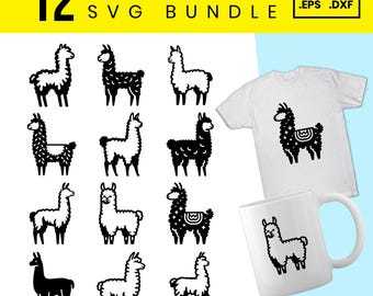 Llama SVG Bundle, 12 Cute Llama Clipart Designs, Funny Llama SVG for Cricut, Alpaca SVG, Kawaii Animal svg, Sublimation Bundle