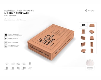 Rectangular Box Packaging Mockup Template Bundle with Editable Background and Colors