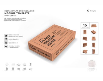 Rectangular Box Packaging Mockup Template Bundle with Editable Background and Colors