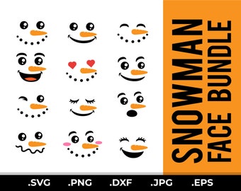 Snowman Face SVG Bundle: Clipart Cut Files (Digital Download)