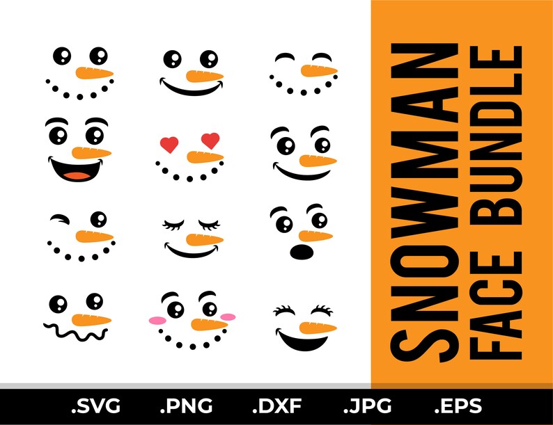 Snowman Face Svg on Multiple Formats Snowman Svg Snowman Clipart Snowman PNG Cut files image 1