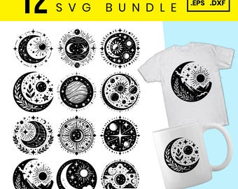 Celestial SVG Bundle: Planet, Moon, Star Cut Files (Digital Download)
