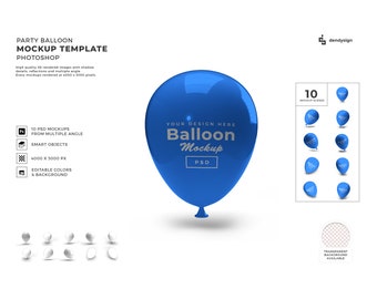 Party Balloon Photoshop Mockup Template Bundle with Editable Background and Colors