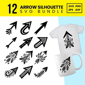 12 pijlen SVG-bundel: geometrische clipart, handgetekende gesneden bestanden voor de Cricut (digitale download)