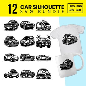 12 Car SVG Bundle: Vintage Car Clipart, Truck Cut Files for Cricut (Digital Download)