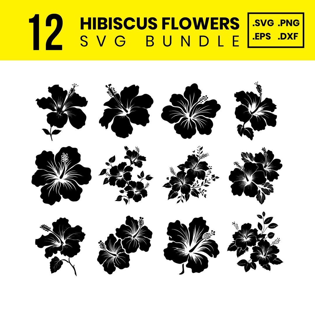 Hibiscus Flower SVG Bundle: Tropical Floral Clipart (digital Download ...
