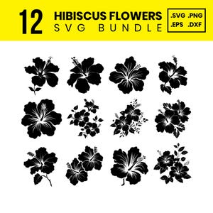 Hibiscus Flower SVG Bundle: Tropical Floral Clipart (Digital Download)