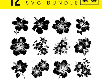 Hibiscus Flower SVG Bundle: Tropical Floral Clipart (digital Download ...