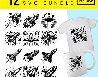 Space SVG Bundle: Rocket Ship, Planets, Constellations (Digital Download)