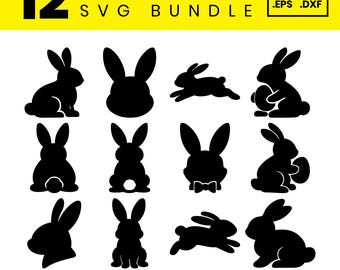 12 Easter Bunny SVG Bundle: Rabbit Clipart, Spring Animal Cut Files for Cricut (Digital Download)