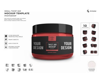 Twist Jar Mockup Template Bundle with Editable Background and Colors