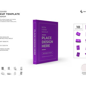 Book Cover Mockup Template Bundle with Editable Background and Colors image 1