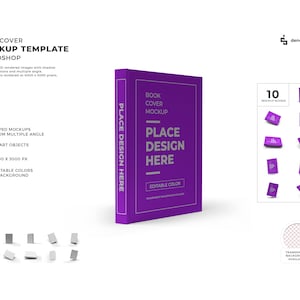 Book Cover Mockup Template Bundle with Editable Background and Colors image 1