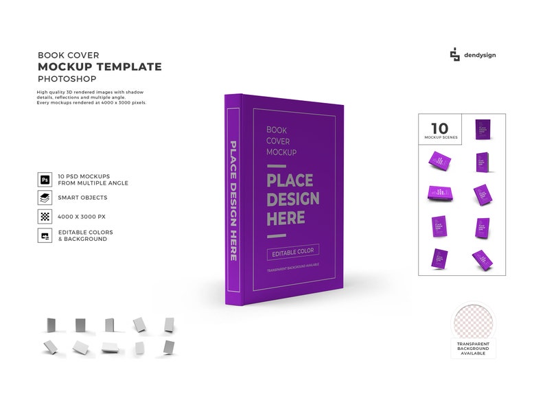 Book Cover Mockup Template Bundle with Editable Background and Colors image 1