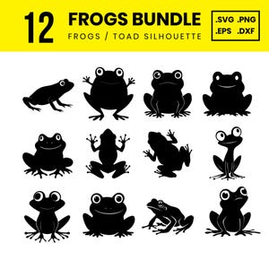 Frog SVG Bundle | Cute Frog Clipart | Cartoon Frog svg png dxf | Kawaii Frog Cricut Cut Files | Frog Sticker PNG for Sublimation & Crafts