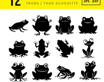 Frog SVG Bundle | Cute Frog Clipart | Cartoon Frog svg png dxf | Kawaii Frog Cricut Cut Files | Frog Sticker PNG for Sublimation & Crafts