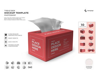 Tissue Box Mockup Template Bundle with Editable Background and Colors