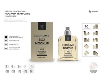 Perfume Packaging Mockup Template Bundle with Editable Background and Colors