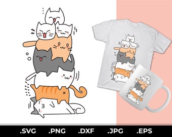 Pile of Cats Svg on Multiple Formats - Cat Svg - Cat Clipart - Cat PNG - Cut files