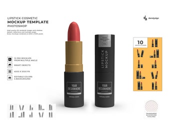 Lipstick Cosmetic Mockup Template Bundle with Editable Background and Colors