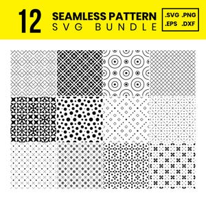 Seamless pattern svg bundle, 12 decorative svg patterns, tileable svg backgrounds, abstract pattern svg