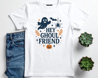 Hey Ghoulfriend SVG, Funny Halloween Quote, Retro Best Friend Design, Spooky Season, Digital Download, Cricut & Sublimation