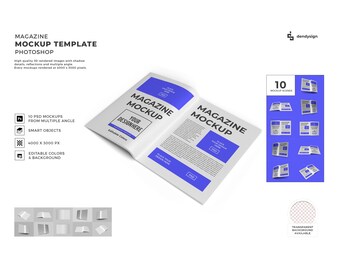 Magazine Paper Mockup Template Bundle with Editable Background and Colors