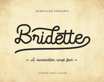 Handwritten Font - Bridette handwriting script font in OTF and TTF format