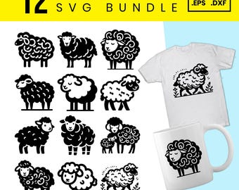 Sheep SVG Bundle: Farm Animal Clipart, Cricut & Silhouette Cut Files (Digital Download
