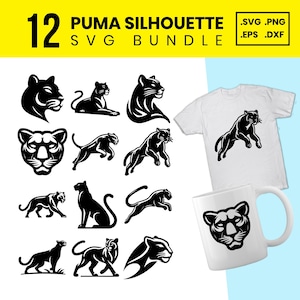 Puma SVG Bundle: Wild Cat Clipart, Cougar Silhouette (Digital Download)