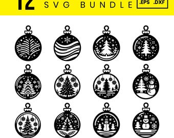 Christmas Ornament SVG Bundle: Holiday Bauble Clipart (Digital Download