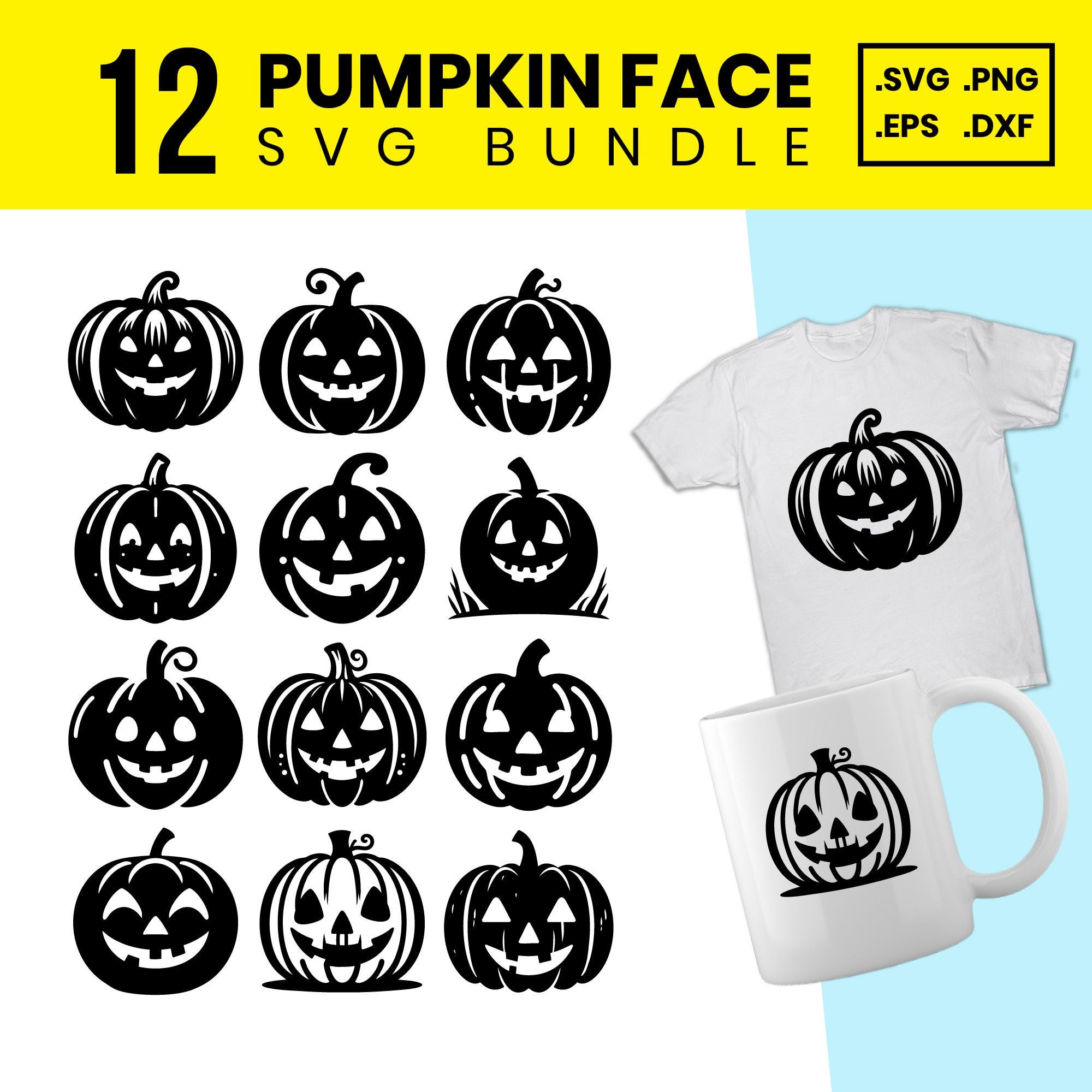 Pumpkin Face SVG Bundle: 12 Halloween Jack O' Lantern Designs (digital ...