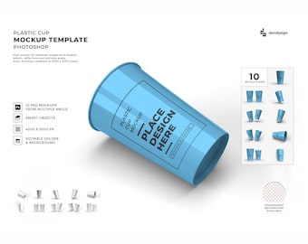 Plastic Cup Mockup Template Bundle with Editable Background and Colors