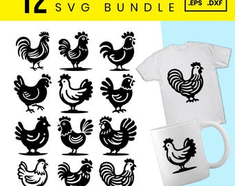 Chicken SVG Bundle: Farmhouse Animal Clipart (Digital Download)