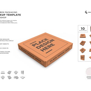 Pizza Box Mockup Template Bundle with Editable Background and Colors