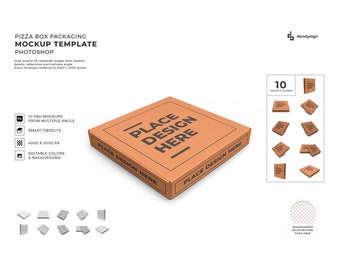 Pizza Box Mockup Template Bundle with Editable Background and Colors