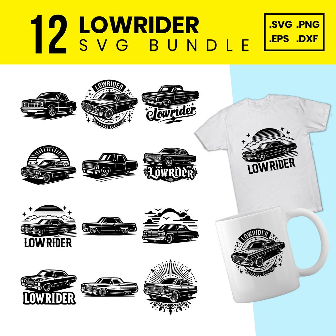 Lowrider Car SVG Bundle: 12 Vintage Car Designs (digital Download - Etsy