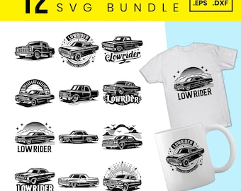 Lowrider Car SVG Bundle: 12 Vintage Car Designs (Digital Download